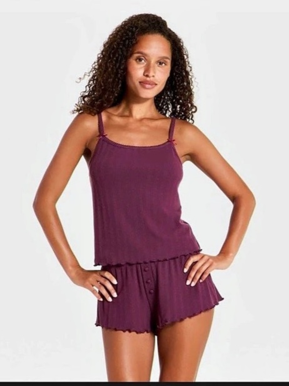Wild Fable Pointelle Tank & Micro Shorts Pajama Set Pointelle Pajama Set Purple